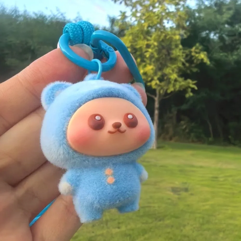 Cute Lububu Style Keychain with Blue Accents